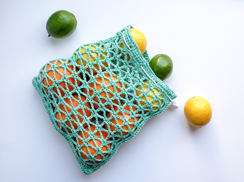 Star Lattice Small Reusable Mesh Produce Bag Crochet Pattern Instant Digital Download image 6