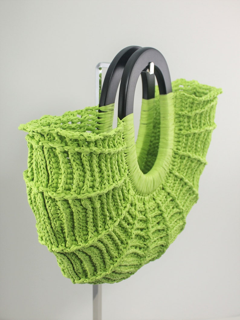 Shell Raffia Small Tote Bag Crochet Pattern Instant Digital Download image 6