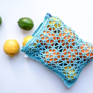 Star Lattice Small Reusable Mesh Produce Bag Crochet Pattern Instant Digital Download image 1