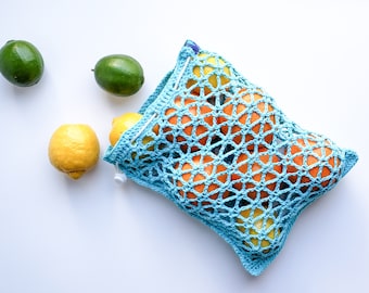 Star Lattice Small Reusable Mesh Produce Bag Crochet Pattern | Instant Digital Download