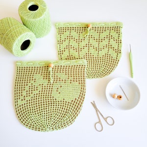Filet Crochet Pattern: Green Grocer and Zigzag Produce Bags (PDF Download + Charts)