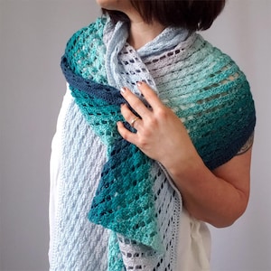 Crochet Rectangle Wrap Pattern: Diagonal Shells, One Skein Lace Shawl (PDF Download + Chart)