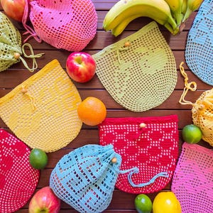 Filet Crochet Pattern eBook: Produce Bag Collection (PDF Pattern + Charts for 10 Designs)