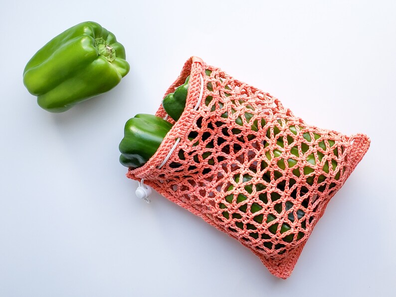 Star Lattice Small Reusable Mesh Produce Bag Crochet Pattern Instant Digital Download image 5