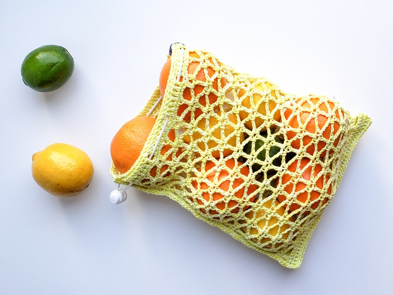 Star Lattice Small Reusable Mesh Produce Bag Crochet Pattern Instant Digital Download image 8