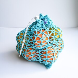 Star Lattice Small Reusable Mesh Produce Bag Crochet Pattern Instant Digital Download image 2