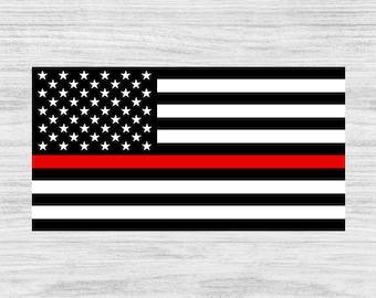 Thin Red Line Support Firefighters American Flag ESP png jpg DXF ai SVG Fireman digital download