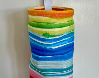 Grocery Bag Holder In Watercolor Stripe Home Decor Fabric