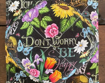 Microwave Bowl Cozy in Don’t Worry Be Happy Floral Fabric