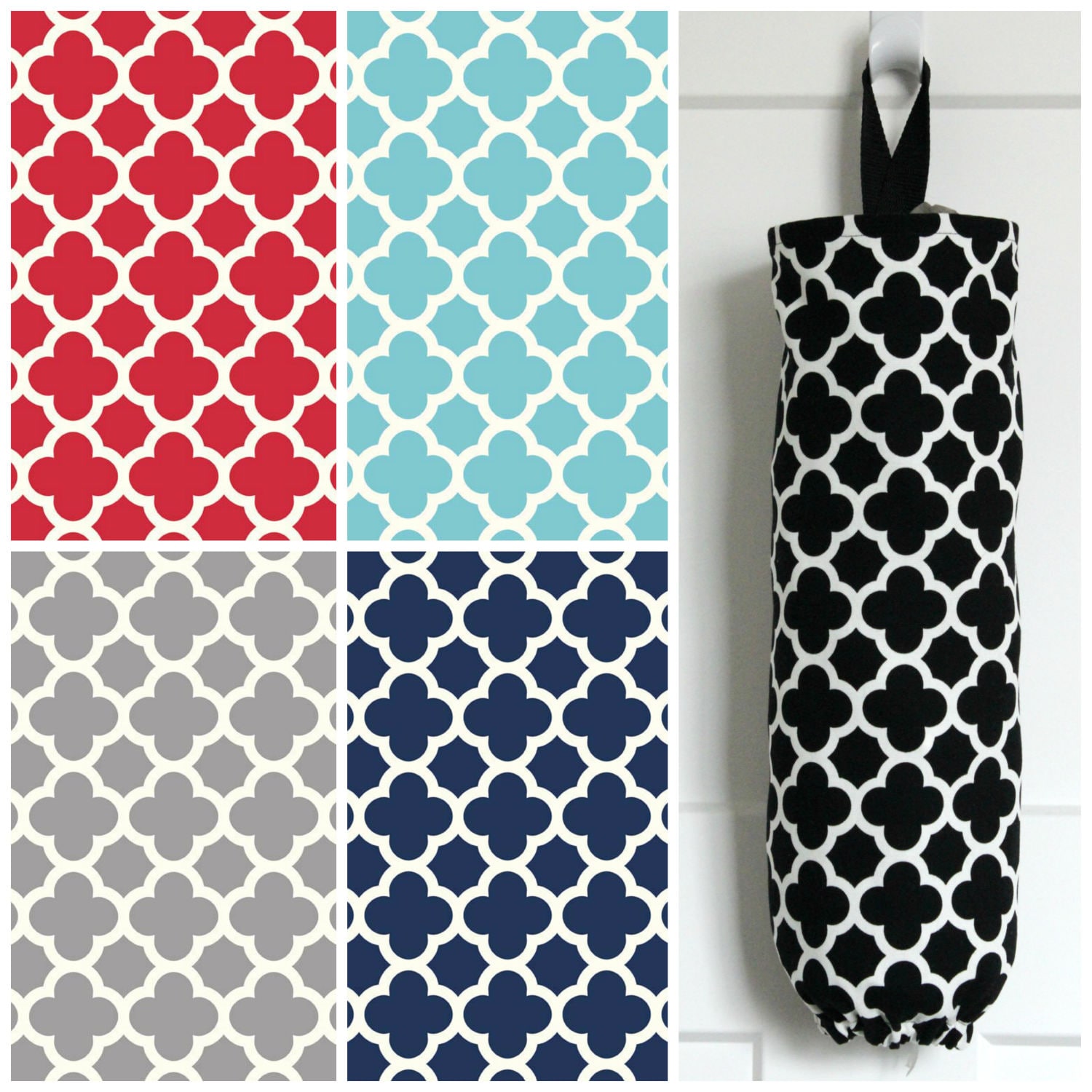 Quatrefoil Grocery Bag Holder Made with Riley Blake Home Decor Fabric