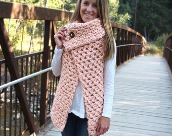 Crochet Button Cowl Vest Cardigan Pattern PDF: The Peyton Vest