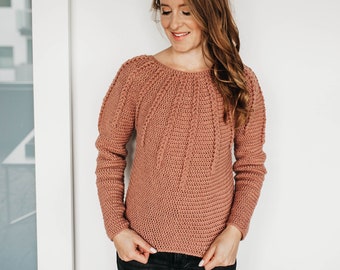 Crochet Circle Yoke Pullover Top-down In the Round Sweater PDF: The Leila Sweater Pattern