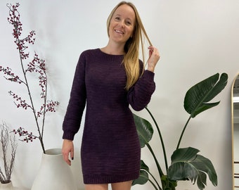 Crochet Size Inclusive DK weight Sweater Dress Pattern PDF: The Holly Sweater Dress
