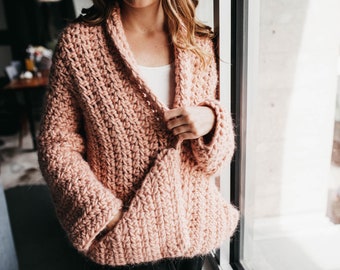 Crochet Pattern Super Bulky Pocket Sweater PDF: The Polly Cardigan