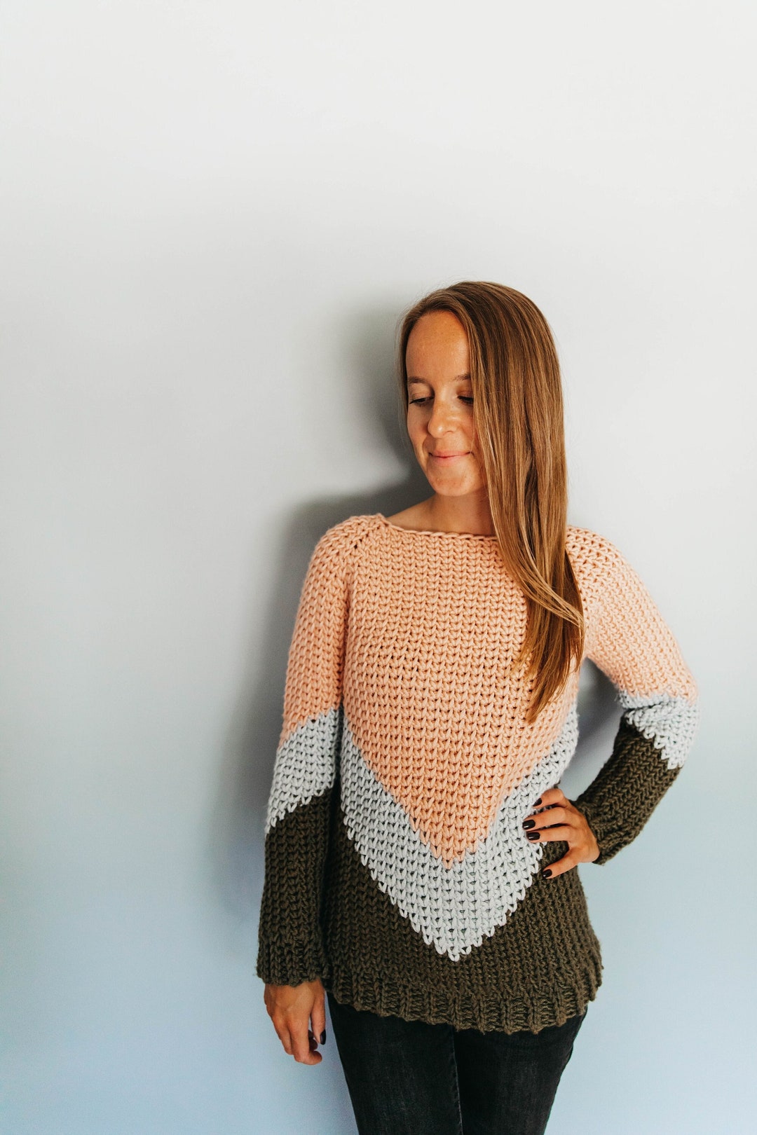 Crochet Chevron Fair Isle Raglan Pullover Bottom up in the Round ...