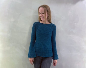 Crochet Scallop Neck Circle Yoke Pullover Top-down In the Round Sweater PDF: The Marina Pullover Pattern