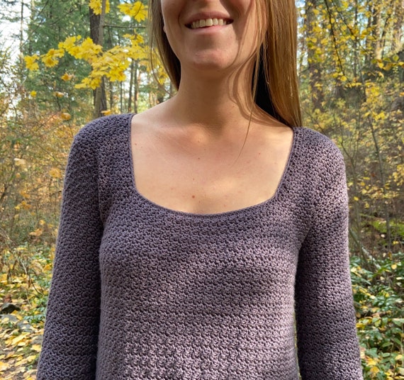 Crochet Square Neck Pullover Top-down in the Round Sweater Crochet Square Neck Pullover Top-down in the Round Sweater