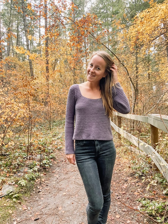 Crochet Square Neck Pullover Top-down in the Round Sweater Crochet Square Neck Pullover Top-down in the Round Sweater