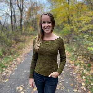 Crochet Ballet Neck Circle Yoke Pullover Top-down In the Round Sweater PDF: The Bridgette Ballet Neck Sweater