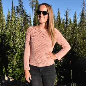 Crochet Circle Yoke Pullover Top-down In the Round Sweater PDF: The Lily Sweater