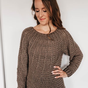 Beginner Friendly Crochet Circle Yoke Pullover Top-down In the Round Sweater PDF: The Luna Sweater
