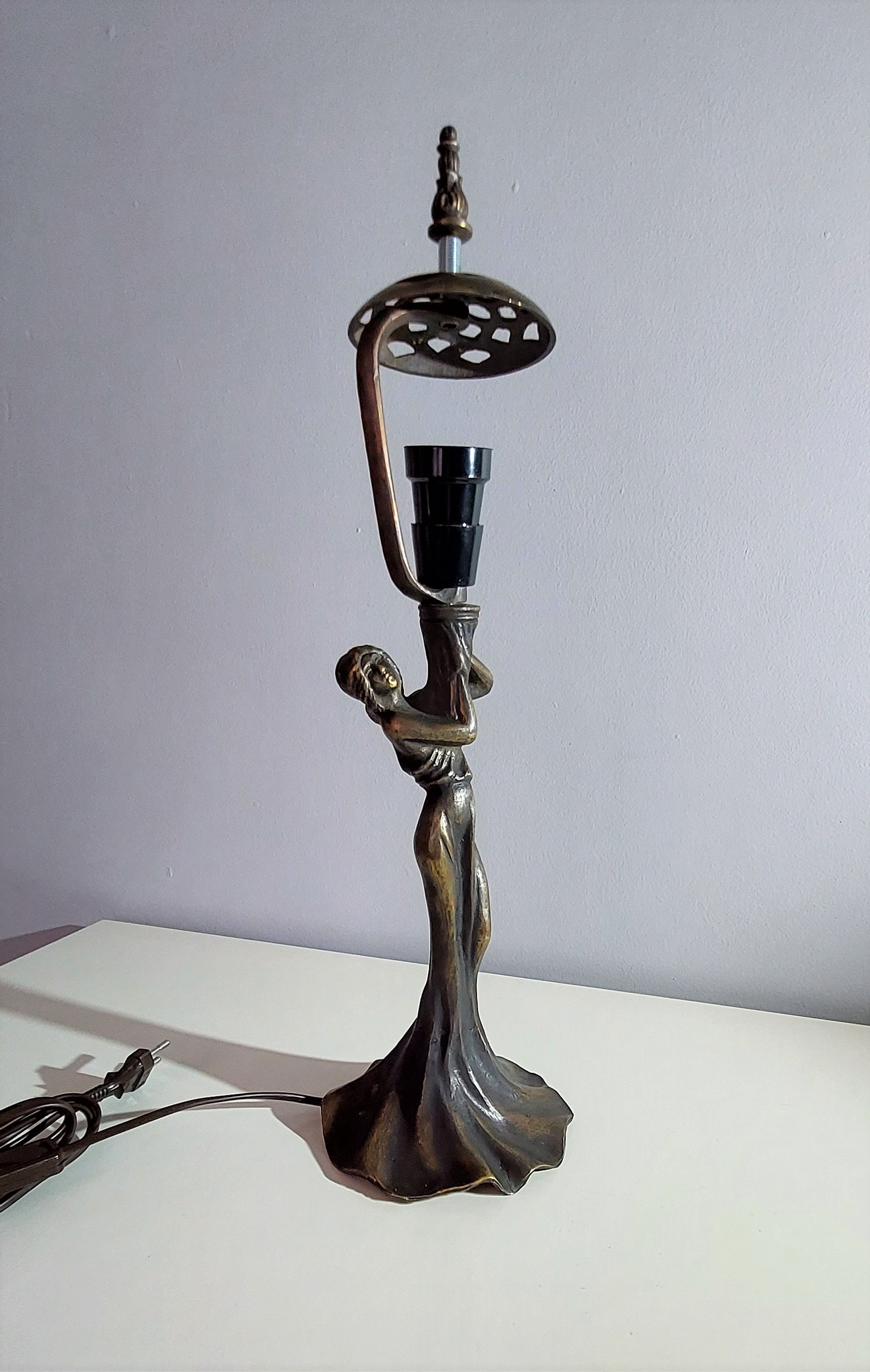Stained Glass Lamp Base Brass Leg Lady Pattern Stained Etsy Australia