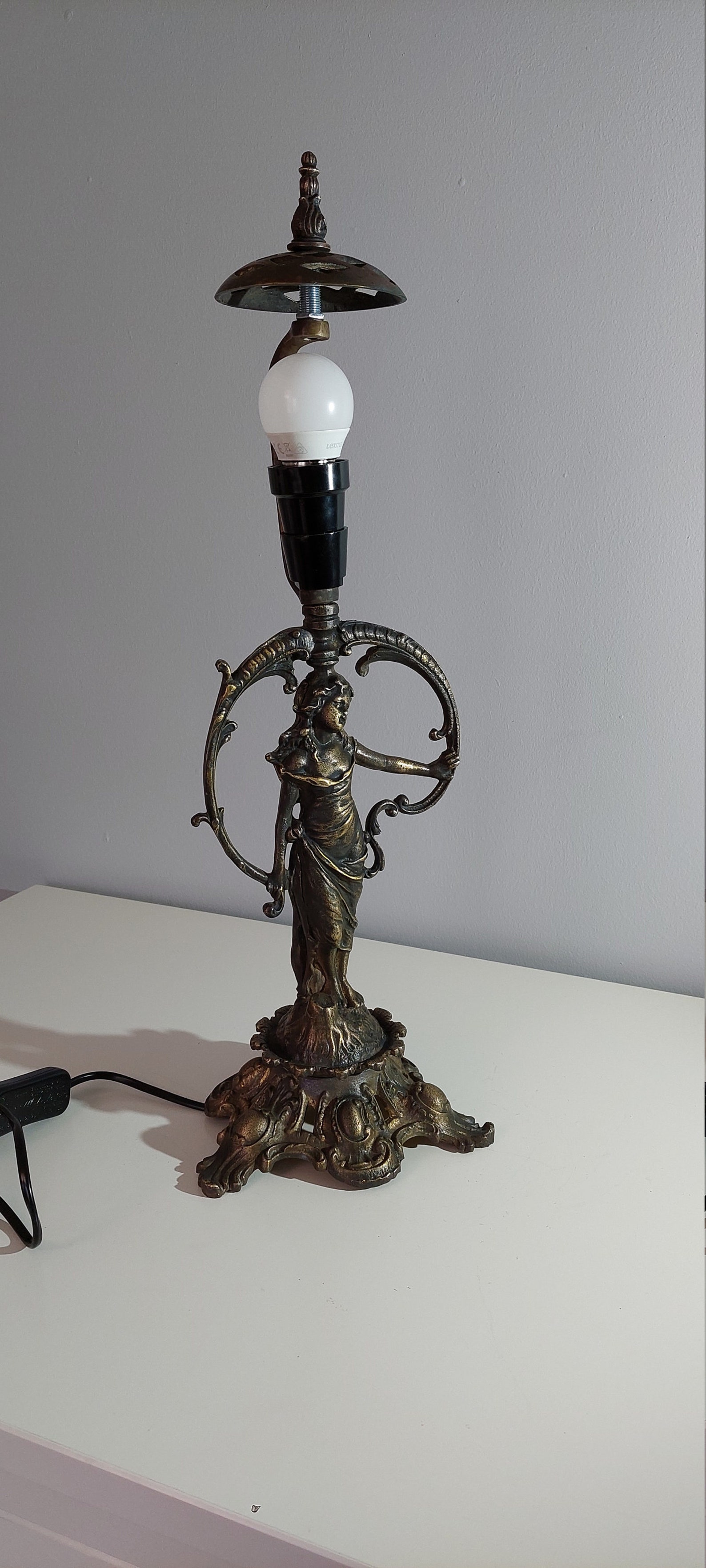 Stained Glass Lamp Base Brass Leg Lady Pattern Stained Etsy Australia