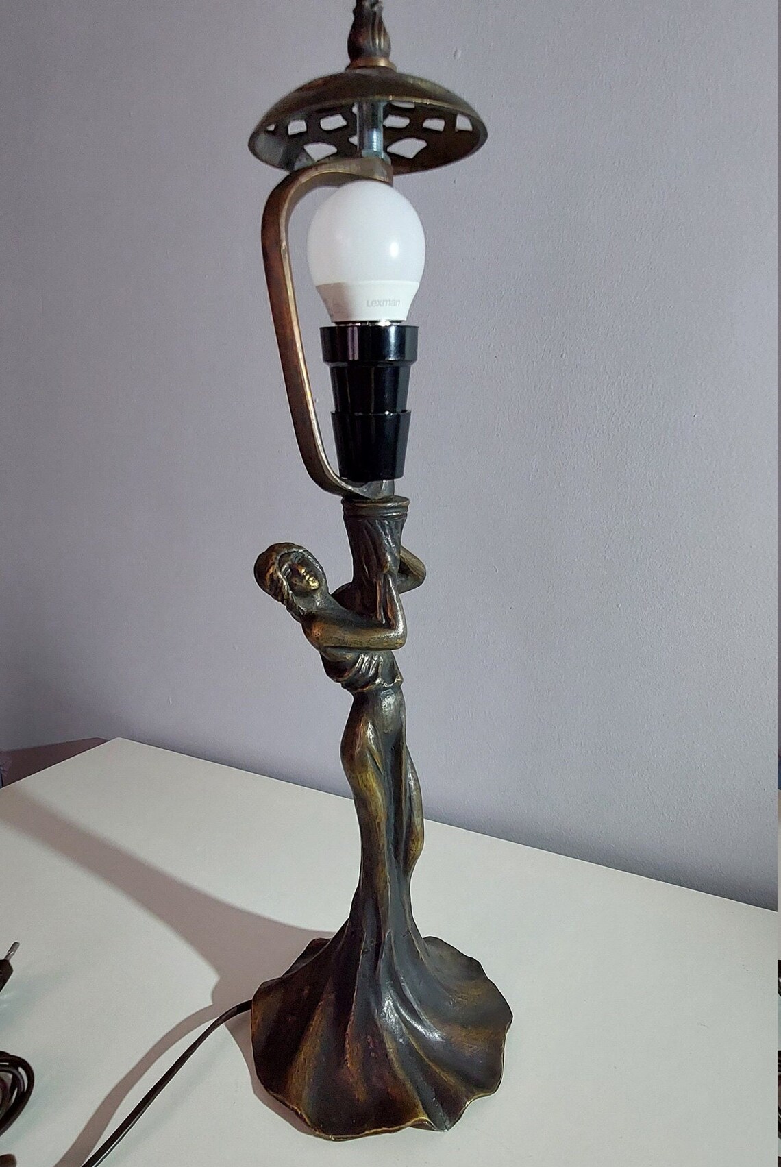 Stained Glass Lamp Base Brass Leg Lady Pattern Stained Etsy Australia