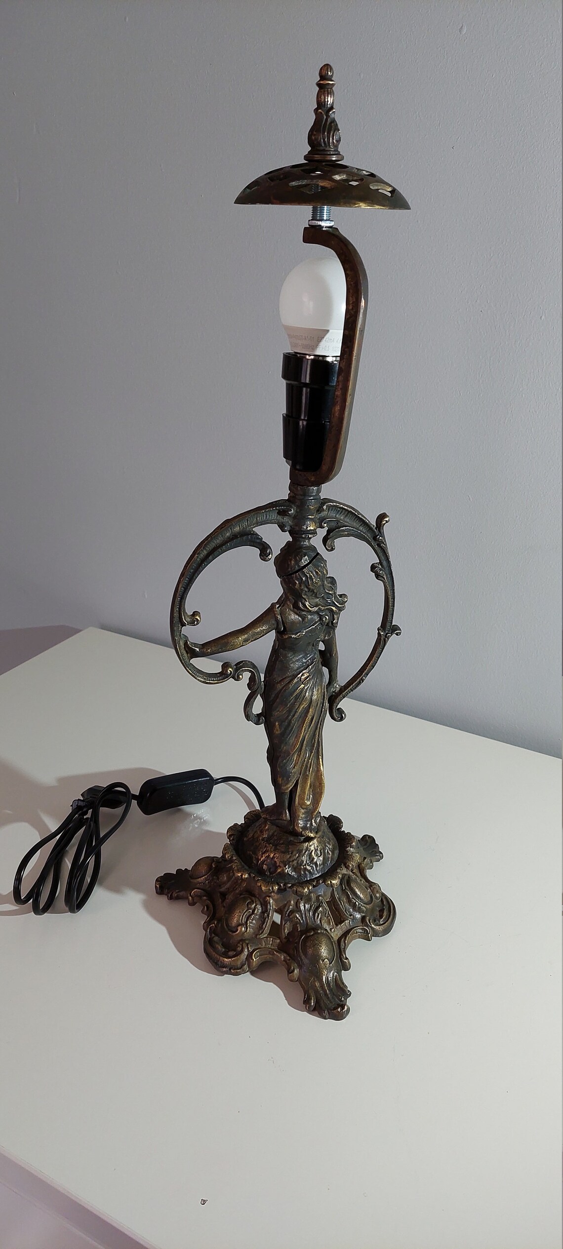 Stained Glass Lamp Base Brass Leg Lady Pattern Stained Etsy