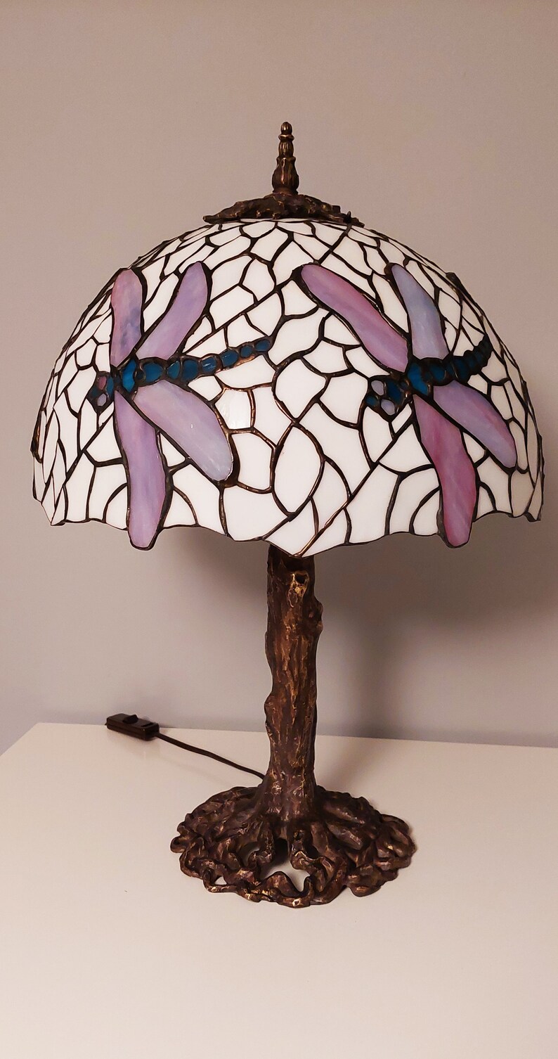 STAINED GLASS LAMP Stained Glass Dragonfly Lamp Table Lamp Night Light