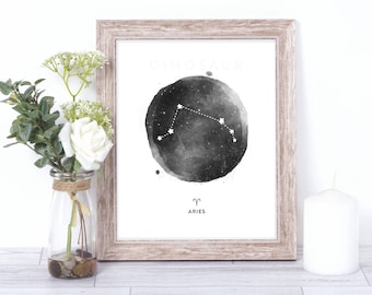 aries print - watercolor constellation art print - aries gift idea with color options - 8x10