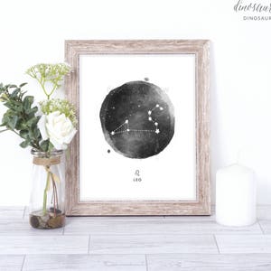 leo print watercolor constellation art print leo gift idea with color options 8x10 image 1