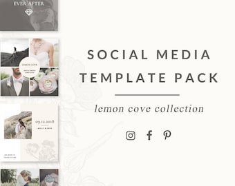 social media templates - lemon cove collection - easy to edit pinterest, facebook, and instagram templates