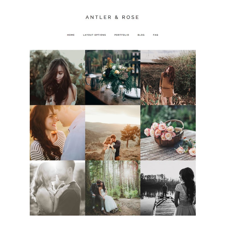 wordpress theme - antler & rose - mobile responsive wordpress template with custom colors and portfolio - INSTANT DOWNLOAD 