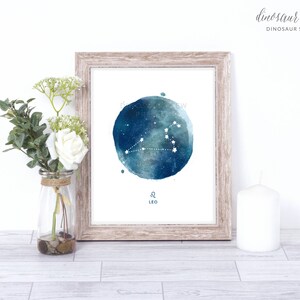 leo print watercolor constellation art print leo gift idea with color options 8x10 image 2