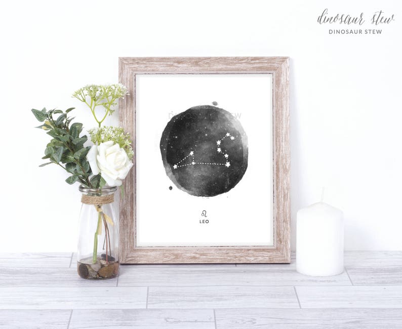 leo print watercolor constellation art print leo gift idea with color options 8x10 image 1