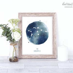 aquarius print watercolor constellation art print aquarius gift idea with color options 8x10 image 2