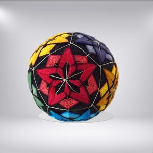Handmade Japanese Temari Ball: Embroidered Star Ornament