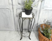 Small metal side table, plant stand, French twisted iron plant stand