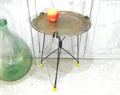 Small metal foldable table, Moroccan brass tray table