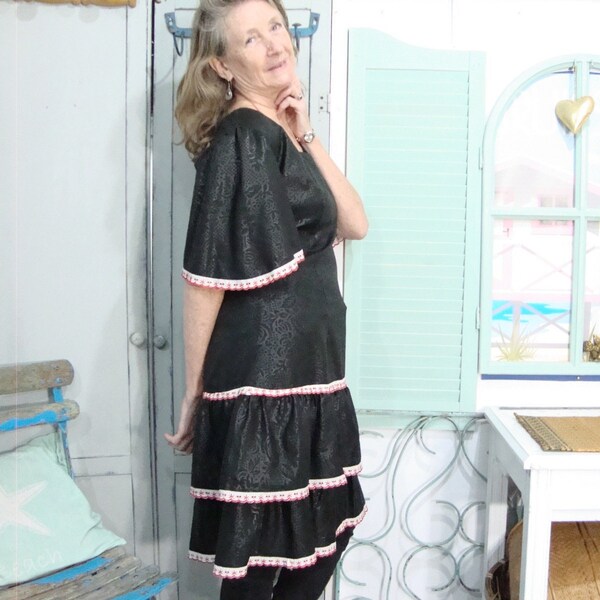 Robe Vintage Faite Maison Taille 42 - Vert, Polyester, Longueur 108 Cm, Occasion