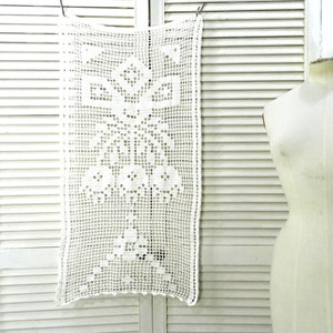 Rideau en dentelle au crochet, coton fait main vintage image 1