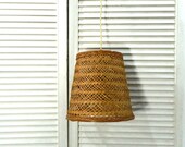Upcycled wicker basket light, vintage basket transformed into a suspension light