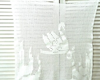 Crochet net curtain, table cloth, cotton handmade vintage