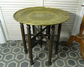Moroccan brass tray folding table 21 quot or 53 cm