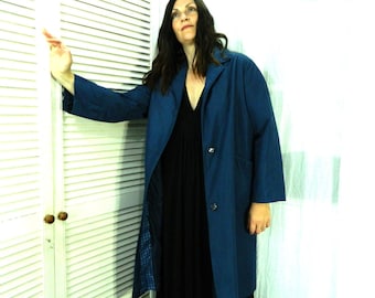 Trench coat, size M / XXL navy blue trench, vintage clothing