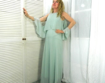 Maxi dress, size XS / S, pastel blue chiffon dress, evening dress, cocktail dress