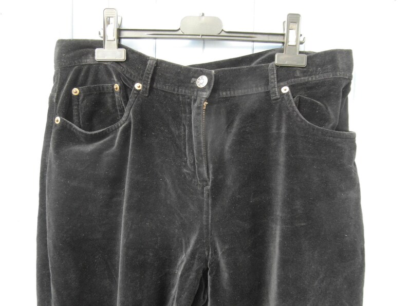 vintage clothing made in France by Wrap size M L Black velvet trousers