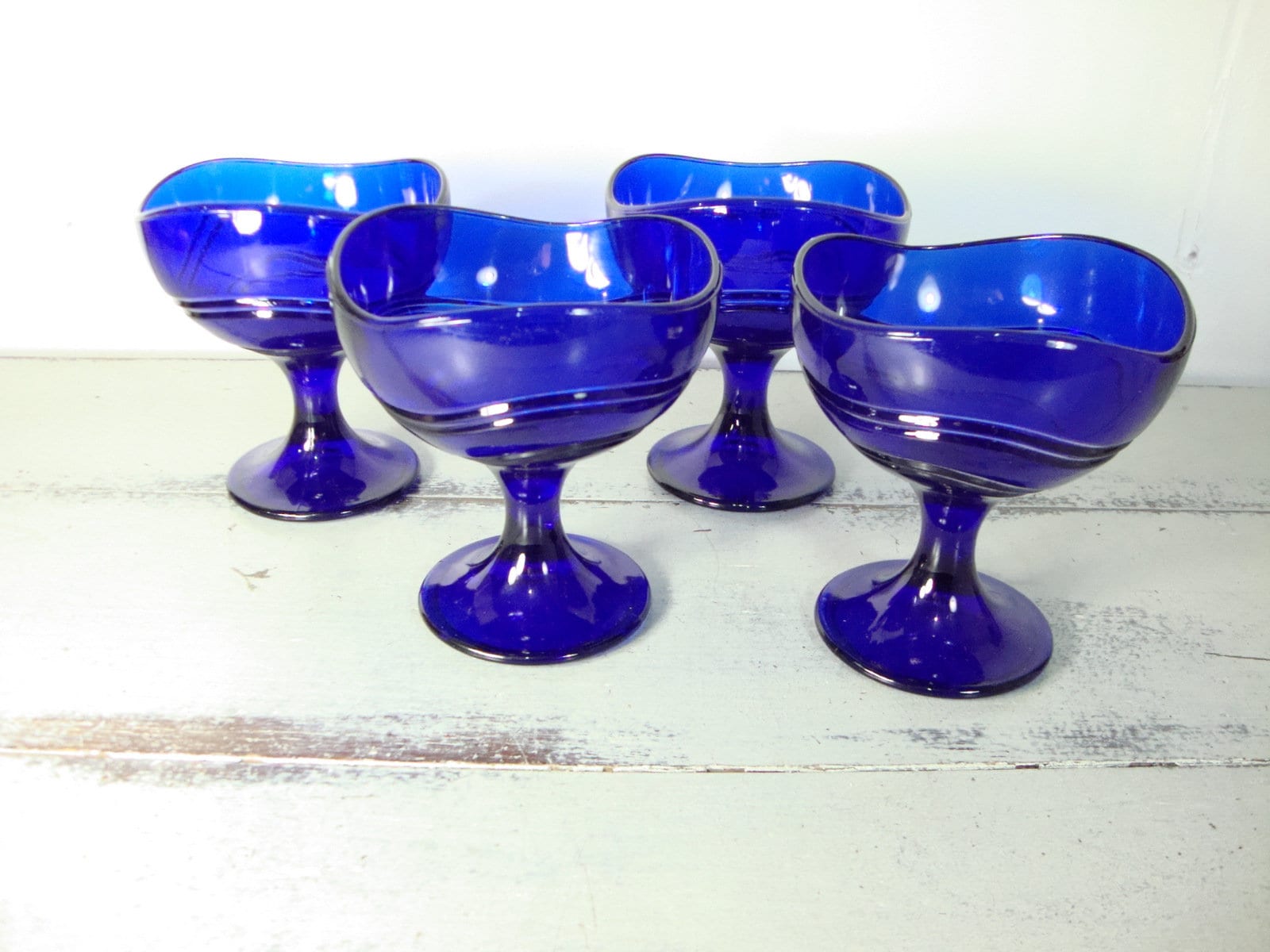 Ensemble de 4 Coupes à Glace en Verre, Sorbet Vintage