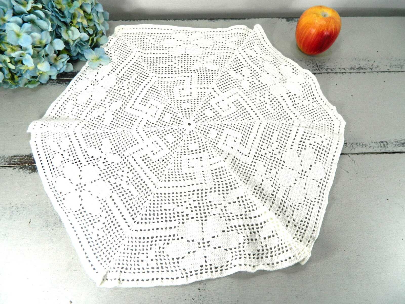 Napperon en Dentelle Crochetée Coton Blanc.